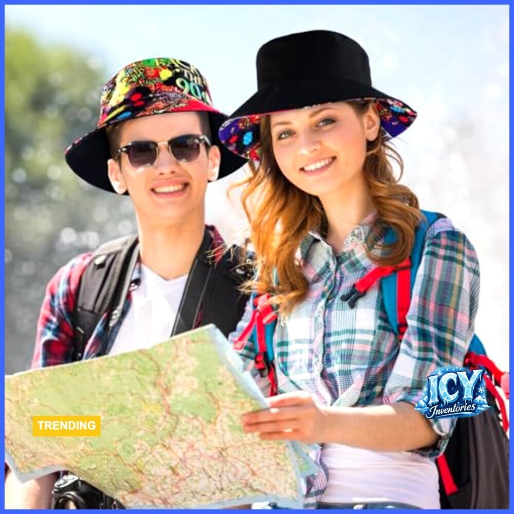 Reversible Cotton Bucket Hat Sun Protection Foldable Travel Beach - Picture 6 of 7